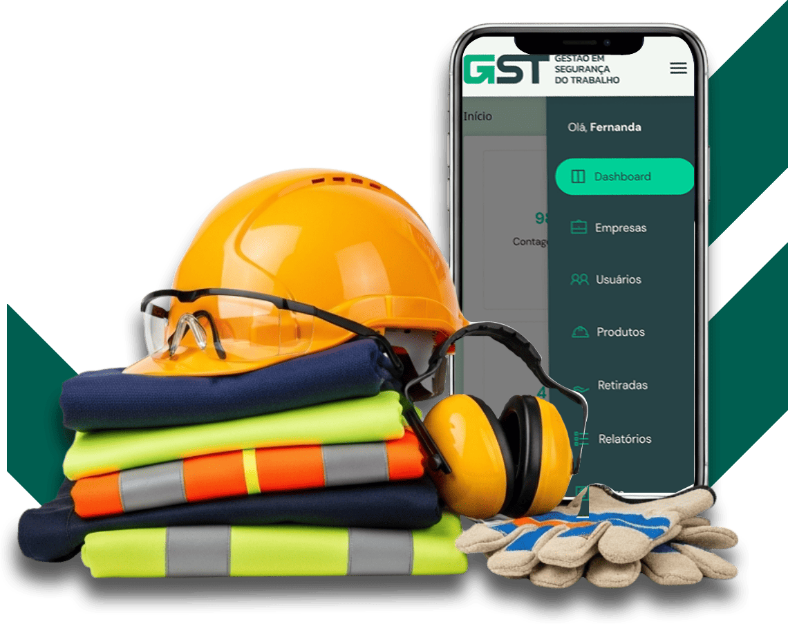 equipamentos epis organizados com APP GST