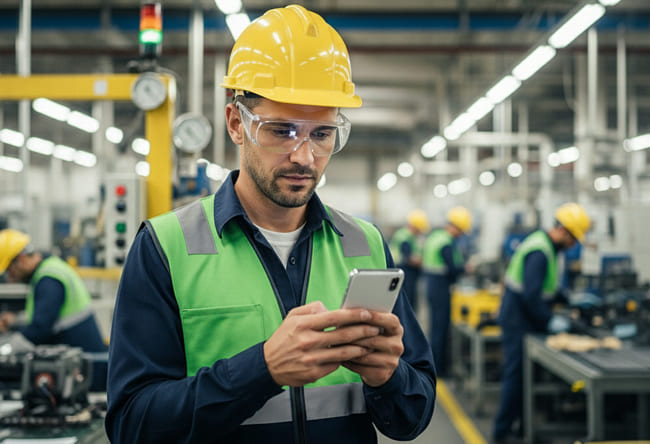 profissional gerenciando epis com o app gst